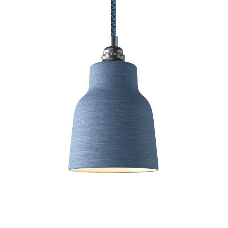 Candeeiro suspenso com cabo têxtil, abajur Vase em cerâmica e detalhes em metal - Fabricado em Itália