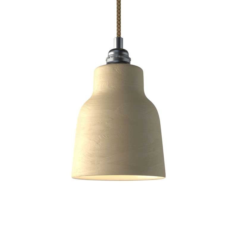 Candeeiro suspenso com cabo têxtil, abajur Vase em cerâmica e detalhes em metal - Fabricado em Itália