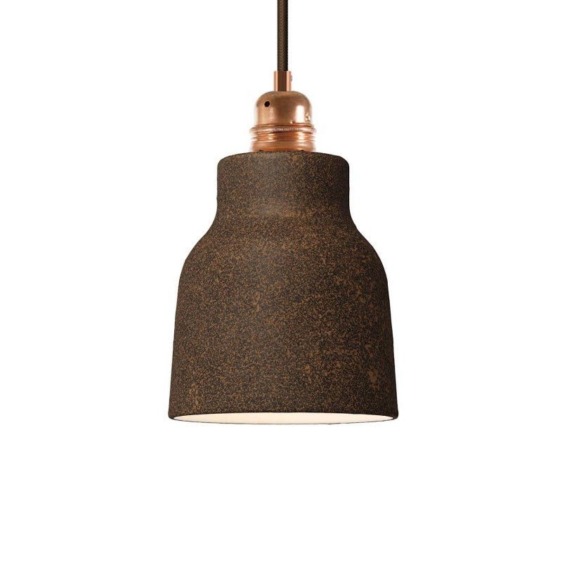 Candeeiro suspenso com cabo têxtil, abajur Vase em cerâmica e detalhes em metal - Fabricado em Itália