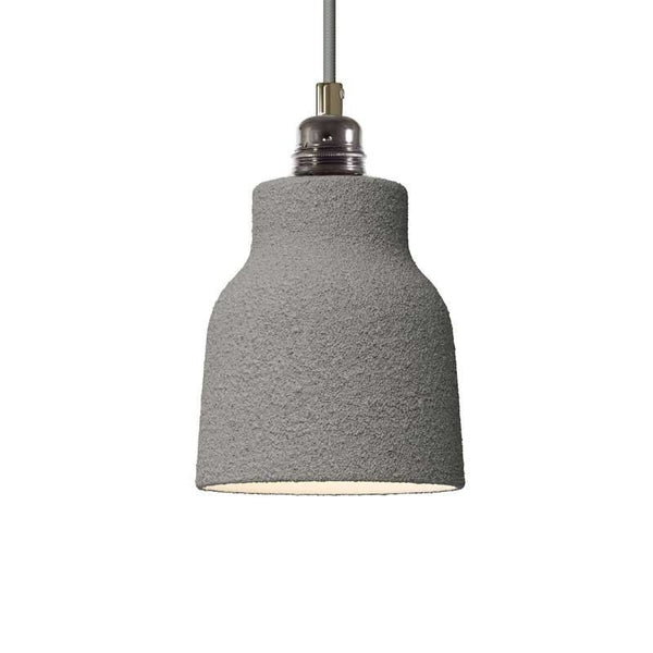 Candeeiro suspenso com cabo têxtil, abajur Vase em cerâmica e detalhes em metal - Fabricado em Itália