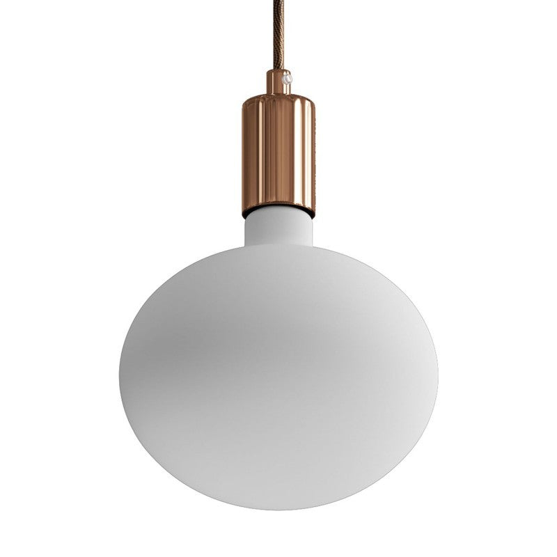 Candeeiro suspenso com cabo têxtil e detalhes em metal contrastantes - Fabricado em Itália