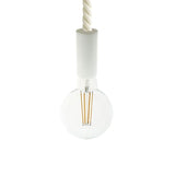 Candeeiro suspenso com cordão náutico 2XL com 24mm e detalhes em madeira pintada - Fabricado em Itália