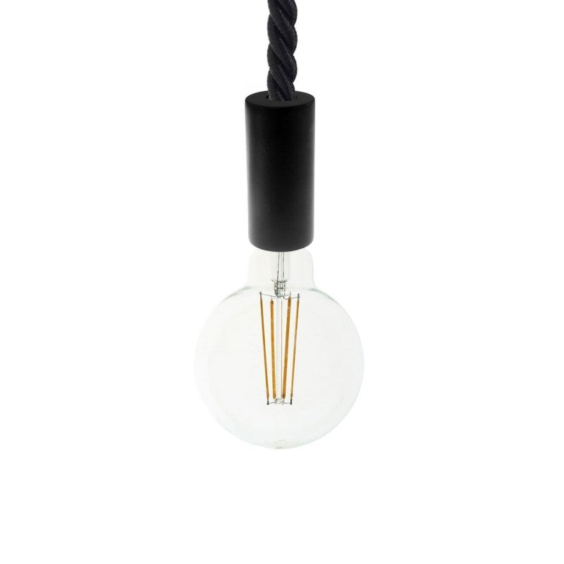 Candeeiro suspenso com cordão náutico 2XL com 24mm e detalhes em madeira pintada - Fabricado em Itália