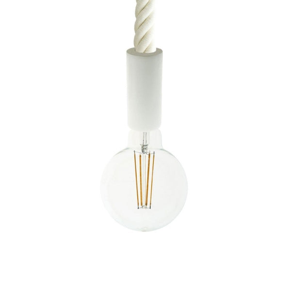 Candeeiro suspenso com cordão náutico 3XL com 30mm e detalhes em madeira pintada - Fabricado em Itália