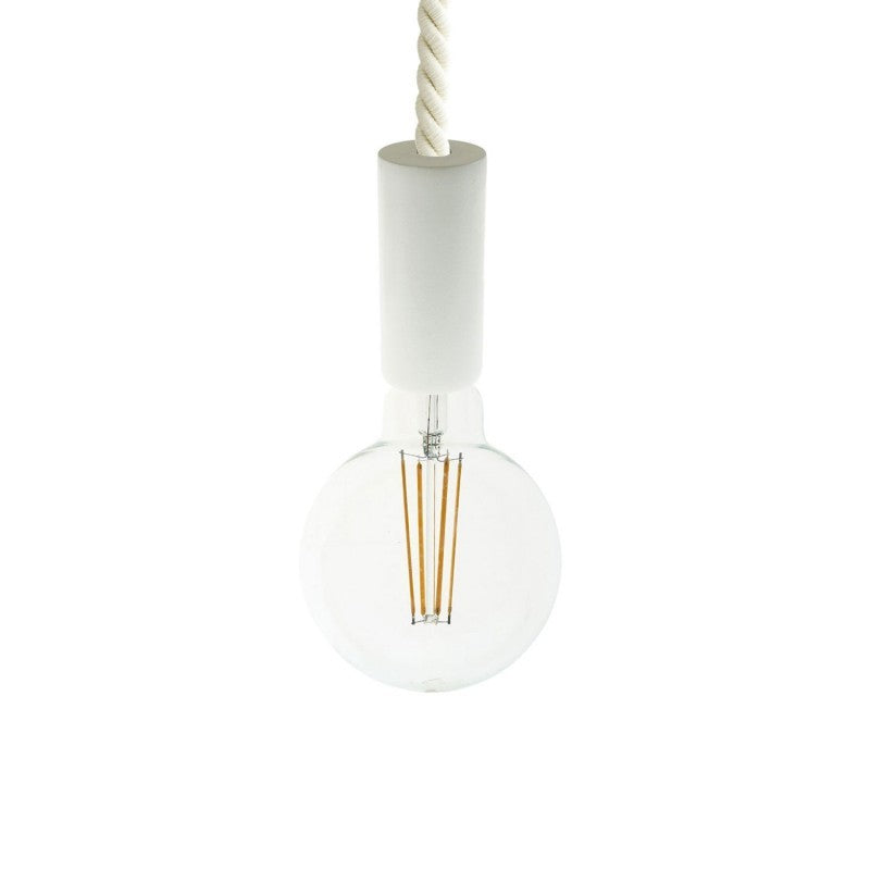 Candeeiro suspenso com cordão náutico XL com 16mm e detalhes em madeira pintada - Fabricado em Itália