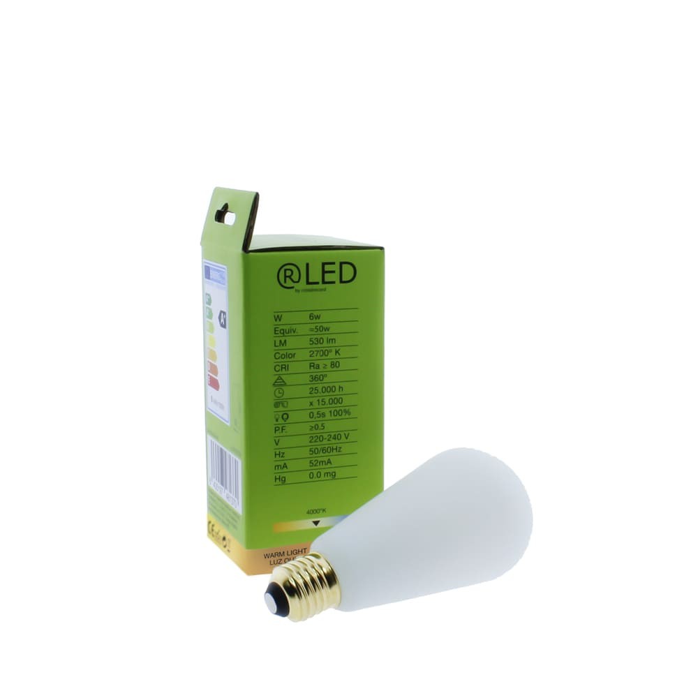 Dimmable LED Bulb Edison ST64 E27 6W 2700K White Matt