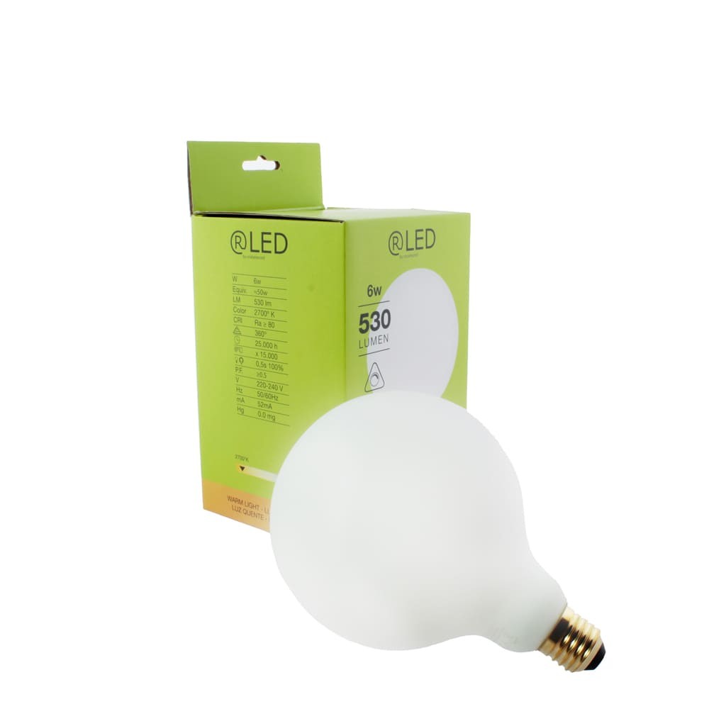 Dimmable LED Bulb G125 E27 6W 2700K White Matt