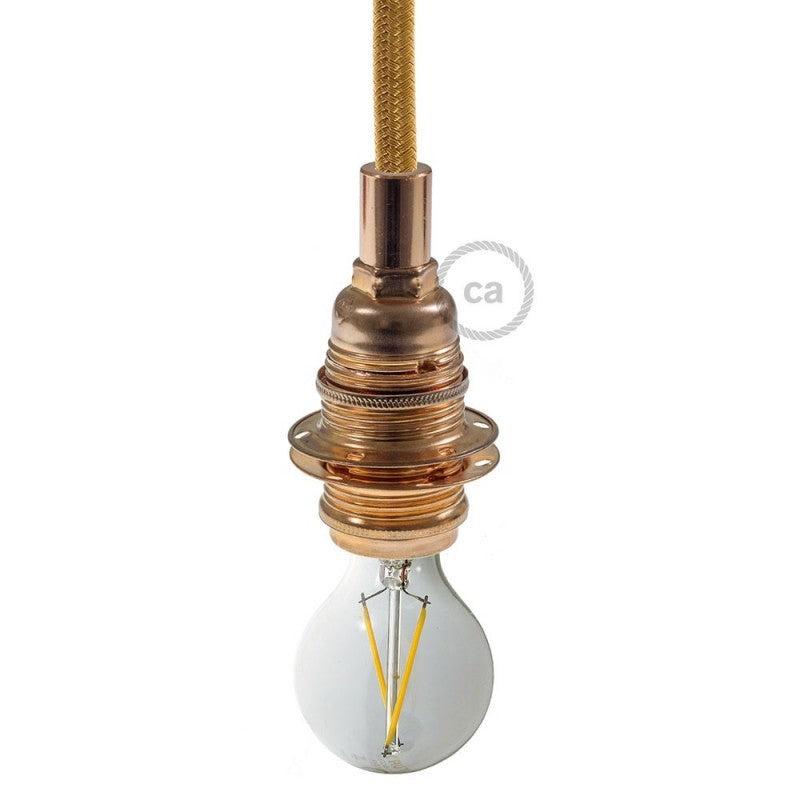 Kit de casquilho cilíndrico E14 em metal com união dupla para abajur