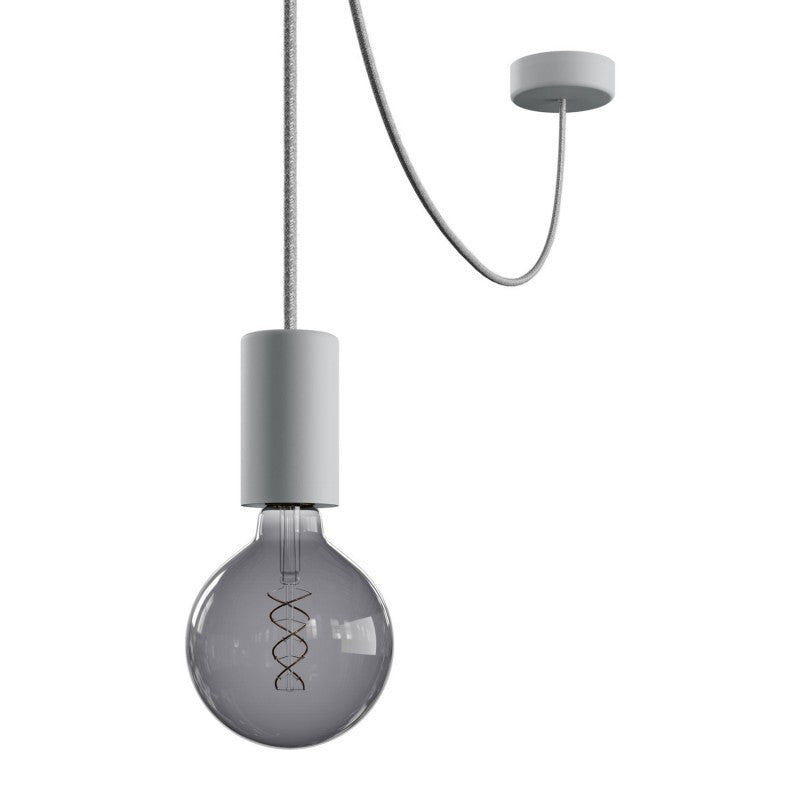 Suspensão com Cabo Têxtil, Descentralizador, Rosácea de Teto em Silicone e Casquilho IP65 para uso exterior