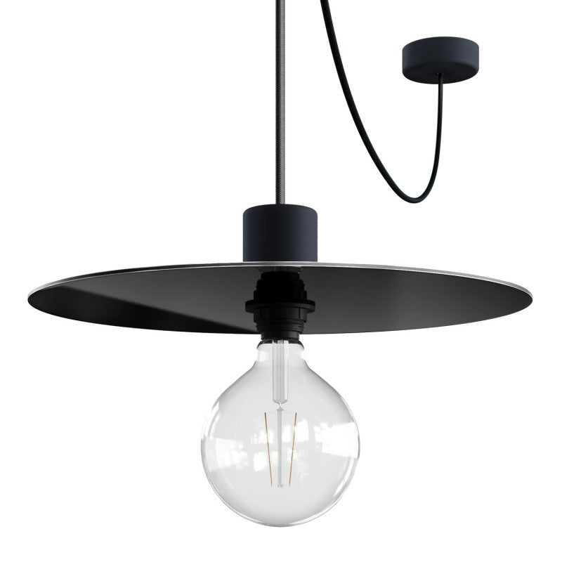 Suspensão EIVA ELEGANT com Cabo em Tecido, Abajur Ellepì, Rosácea de Teto e Casquilho em Silicone IP65 para uso exterior