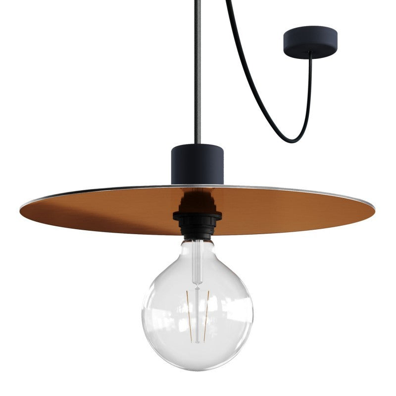 Suspensão EIVA ELEGANT com Cabo em Tecido, Abajur Ellepì, Rosácea de Teto e Casquilho em Silicone IP65 para uso exterior