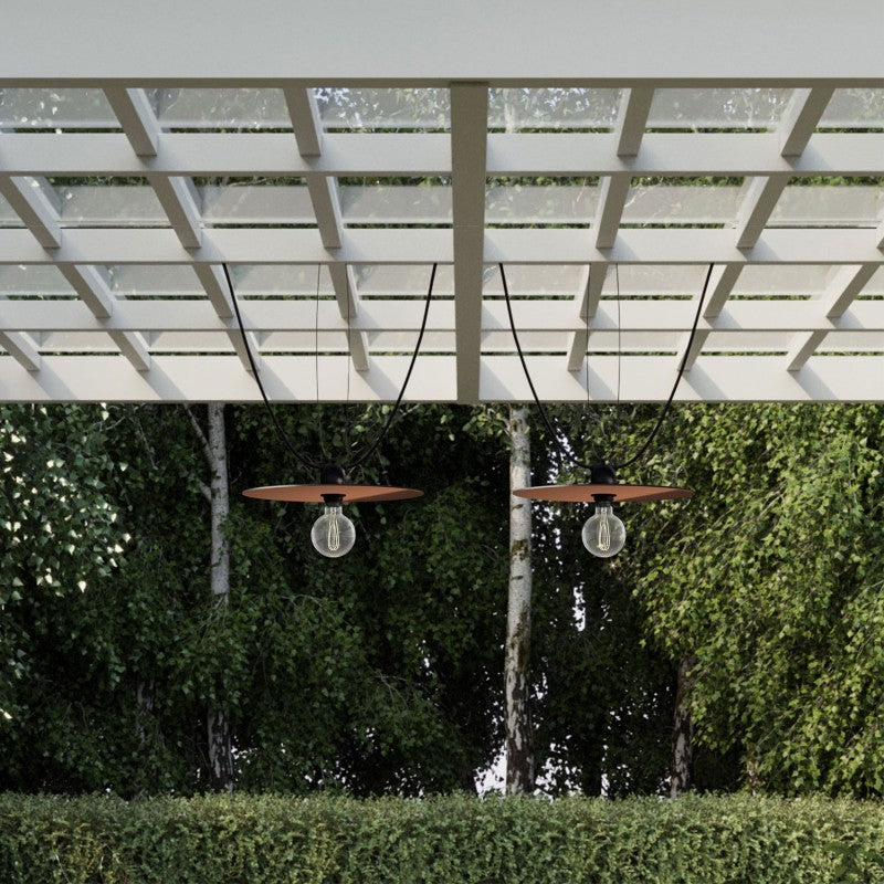 Corda de luz exterior EIVA IP65 com 2 abajures e rosácea