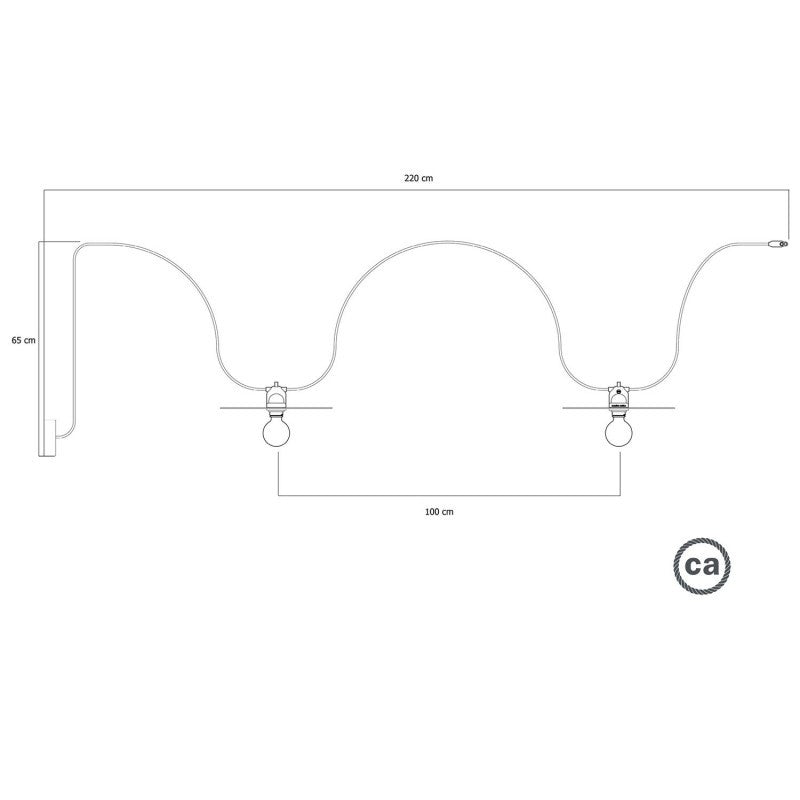 Corda de luz exterior EIVA IP65 com 2 abajures e rosácea