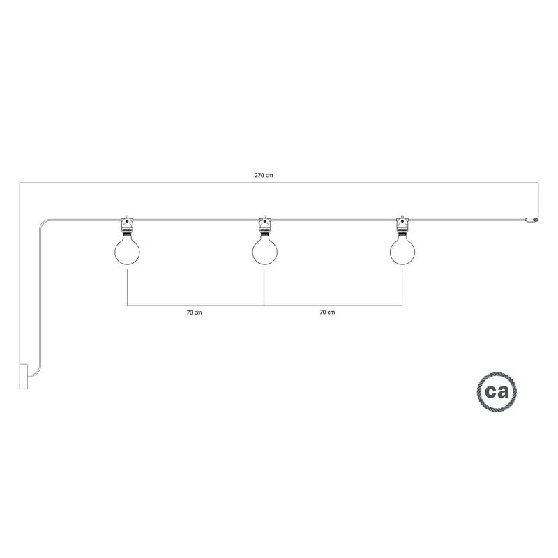 Corda de luz exterior EIVA IP65 com 3 luzes e rosa