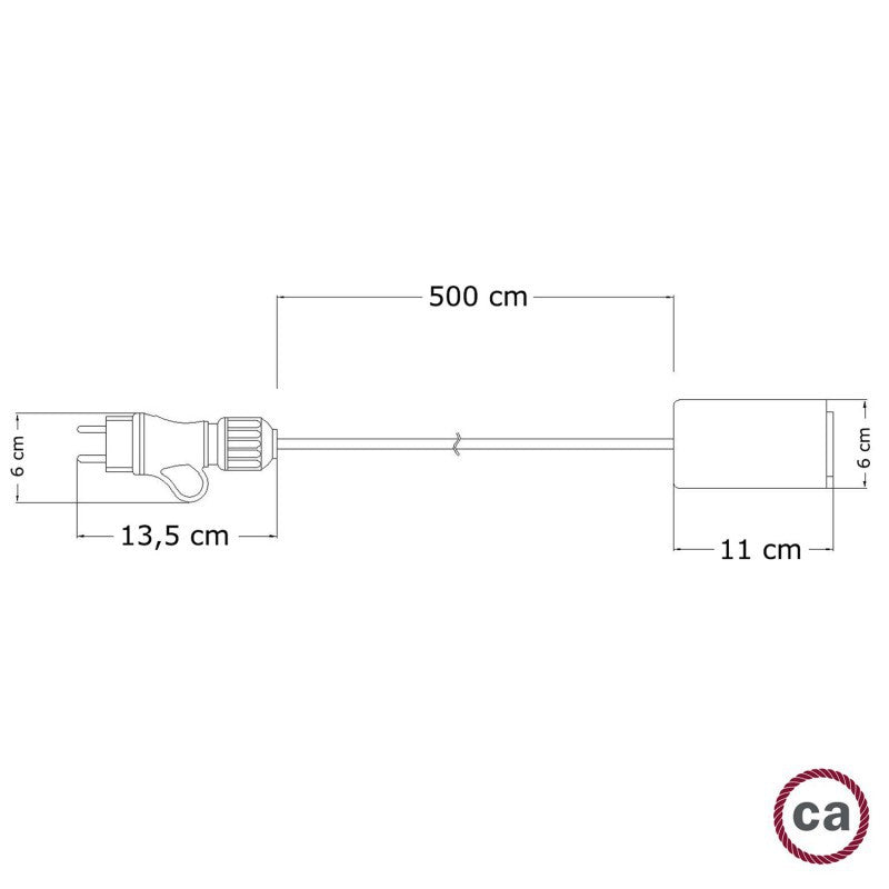Eiva Snake Elegante lâmpada portátil para exterior cabo têxtil de 5 m suporte para lâmpada à prova d'água IP65 e plugue