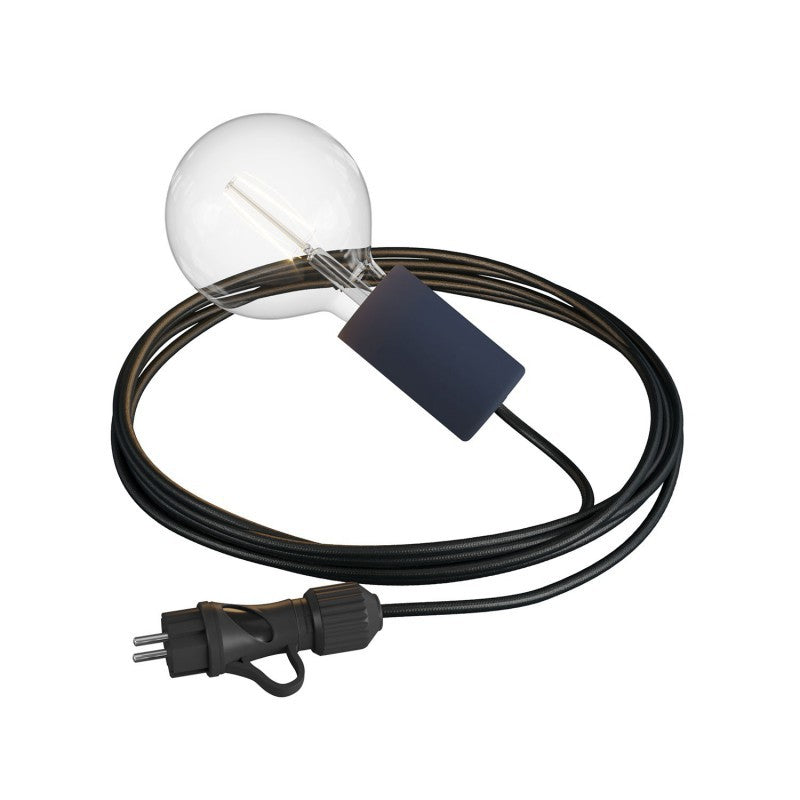 Eiva Snake Elegante lâmpada portátil para exterior cabo têxtil de 5 m suporte para lâmpada à prova d'água IP65 e plugue