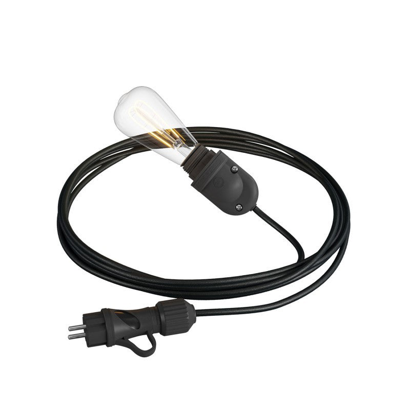 Eiva Snake lâmpada portátil para exterior cabo têxtil de 5 m suporte para lâmpada à prova d'água IP65 e plugue