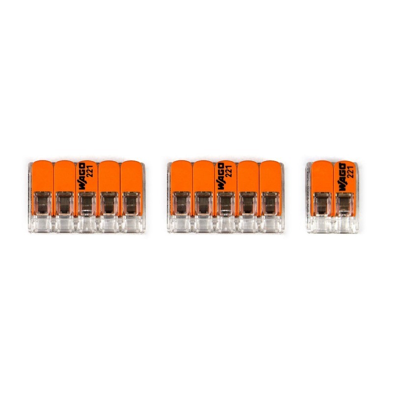 Kit de conectores WAGO compatível com cabo 2x para rosácea de teto de três furos