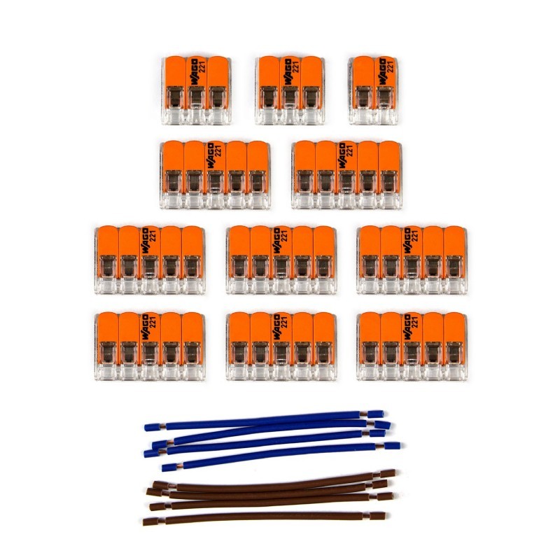 Kit de conectores WAGO compatível com cabo de 2 condutores para rosácea de 14 furos
