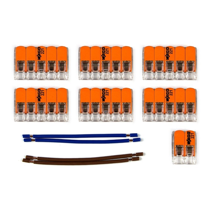 Kit de conectores WAGO compatível com cabo de 2 condutores para rosácea de teto de dez furos