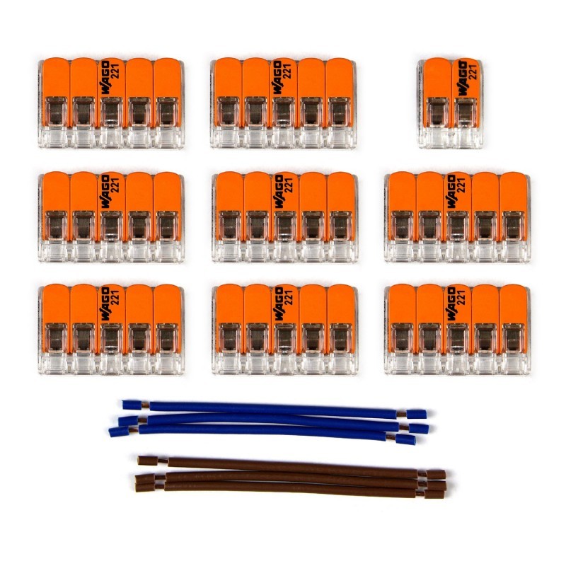 Kit de conectores WAGO compatível com cabo de 2 condutores para rosácea de teto de doze furos