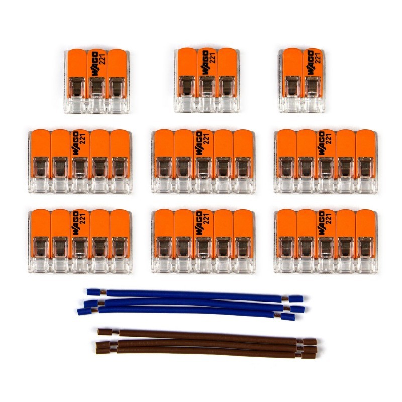 Kit de conectores WAGO compatível com cabo de 2 condutores para rosácea de teto de onze furos