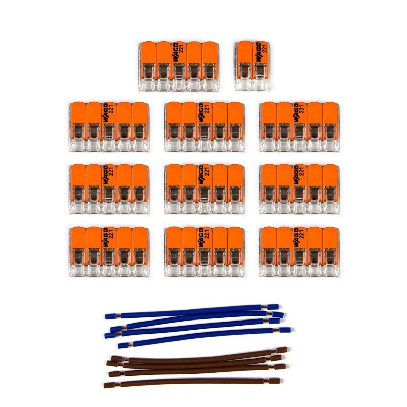 Kit de conectores WAGO compatível com cabo de 2 condutores para rosácea de teto de quinze furos