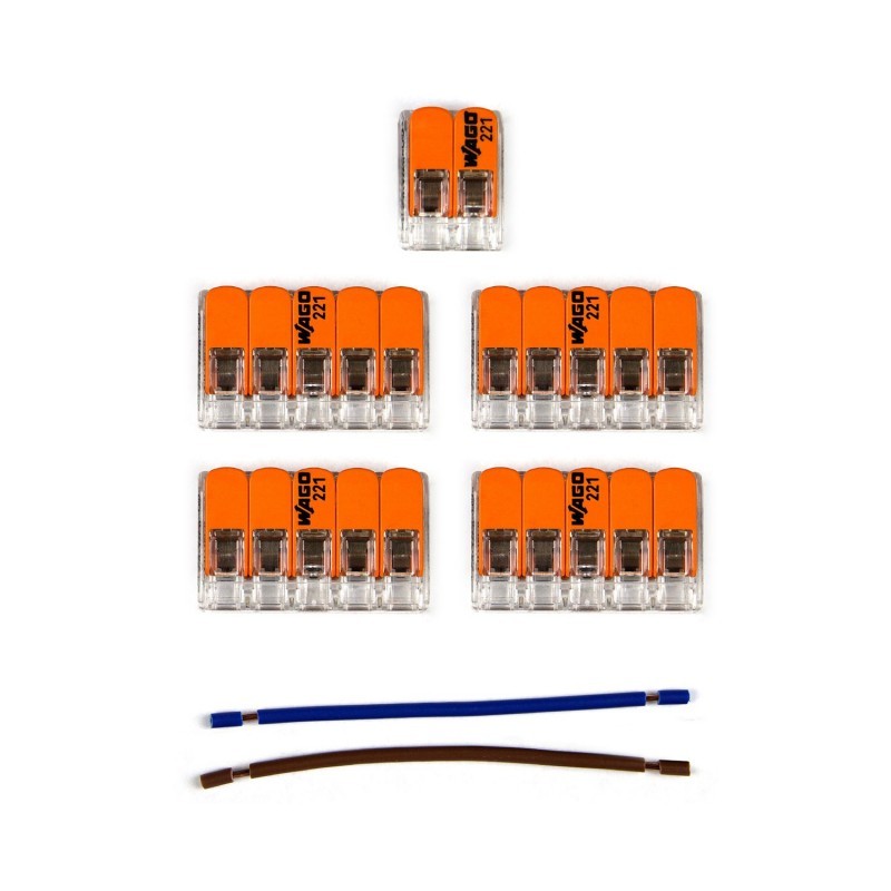 Kit de conectores WAGO compatível com cabo de 2 condutores para rosácea de teto de seis furos