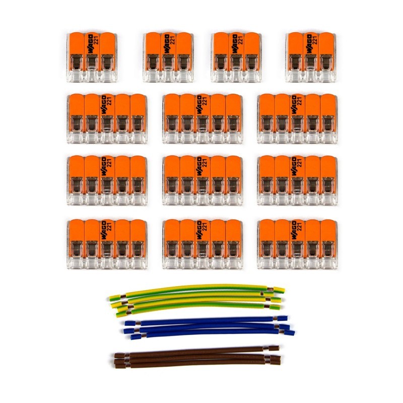 Kit de conectores WAGO compatível com cabo de 3 condutores para rosácea de teto de onze furos