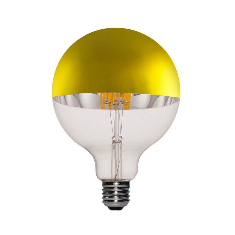 Lâmpada de LED Globo Meia Esfera Dourada G125 7W E27 Dimável 2700K