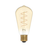 Lâmpada LED Dourada C04 Linha Carbono Filamento Curvo Espiral Edison ST64 4W E27 Regulável 1800K