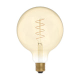Lâmpada LED Dourada C07 Linha Carbono Filamento Curvo Espiral Globo G125 4W E27 Regulável 1800K