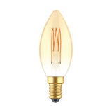 Lâmpada LED Dourada C51 Linha Carbono Vela Filamento Vertical C35 3,5W E14 Regulável 2700K