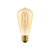 Lâmpada LED Dourada C54 Linha Carbono Filamento Vertical Edison ST64 7W E27 Regulável 2700K