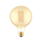 Lâmpada LED Dourada C56 Linha Carbono Filamento Vertical Globo G125 7W E27 Regulável 2700K