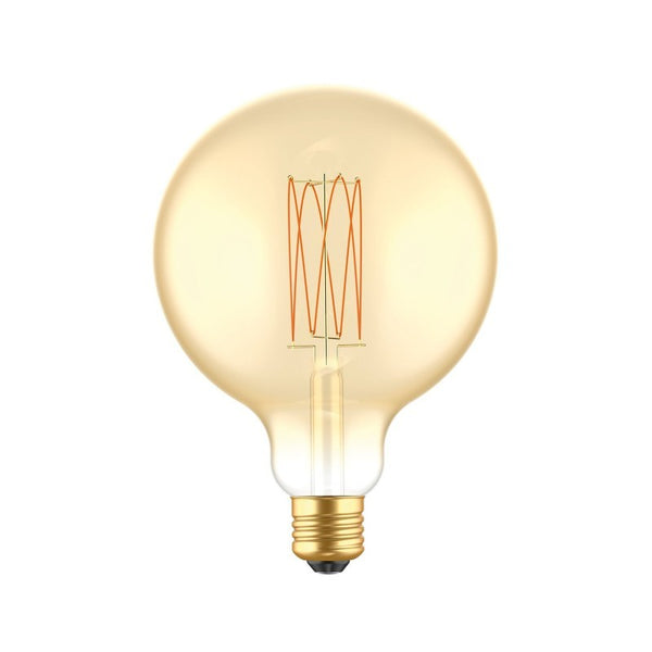 Lâmpada LED Dourada C56 Linha Carbono Filamento Vertical Globo G125 7W E27 Regulável 2700K