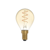 Lâmpada LED Dourada C02 Linha Carbono Filamento Curvo Espiral Mini Globo G45 2,5W E14 Regulável 1800K