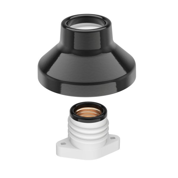 CASQUILHO CERÂMICO DE PAREDE OU TECTO Preto-componentes-Light & Store-Light & Store