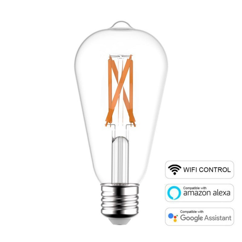 Lâmpada LED SMART WI-FI Edison ST64 transparente com filamento 65 W E27 regulável