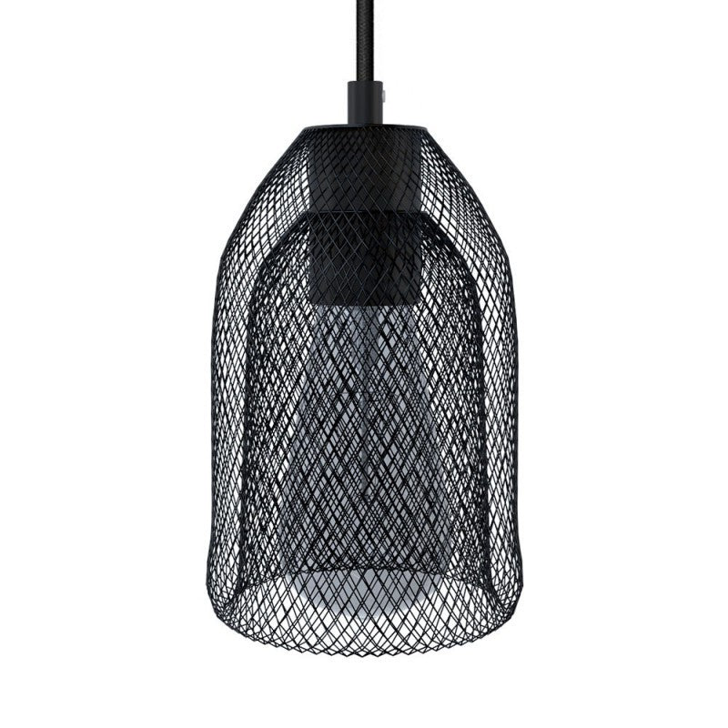 Luminária pendente com cabo têxtil abajur Ghostbell e detalhes em metal - Fabricado na Itália
