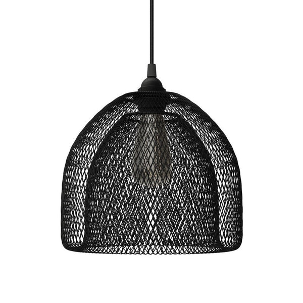 Luminária pendente com cabo têxtil abajur tipo gaiola Ghostbell XL e detalhes em metal - Fabricado na Itália