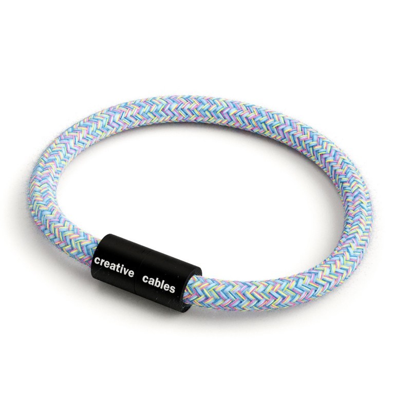 Pulseira com fecho magnético preto mate e cabo RX09