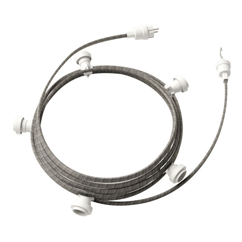 Ready-to-use 7,5m Lumet String Light with Kit with 5 white Lamp Holders Hook and Plug