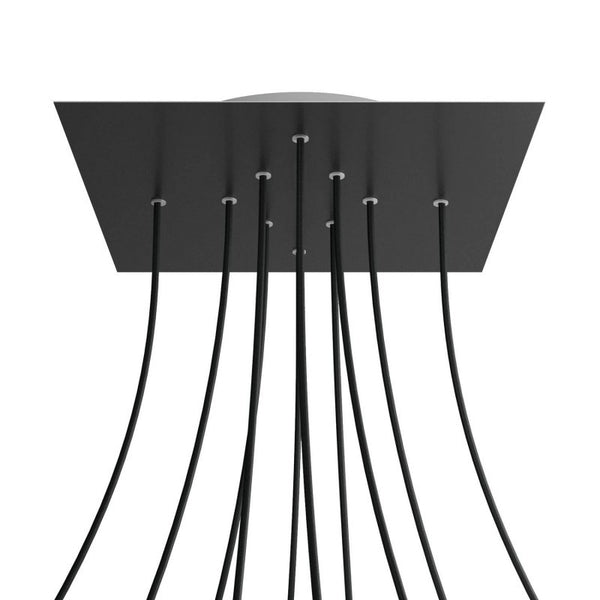 Rosácea de teto Smart quadrada XXL, Cobertura Rose-One de 400 mm com 10 furos - compatível com assistentes de voz