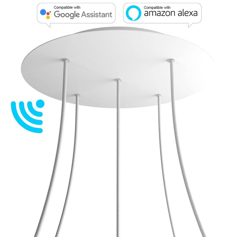Rosácea de teto Smart redonda XXL, Cobertura Rose-One de 400 mm com 5 furos - compatível com assistentes de voz