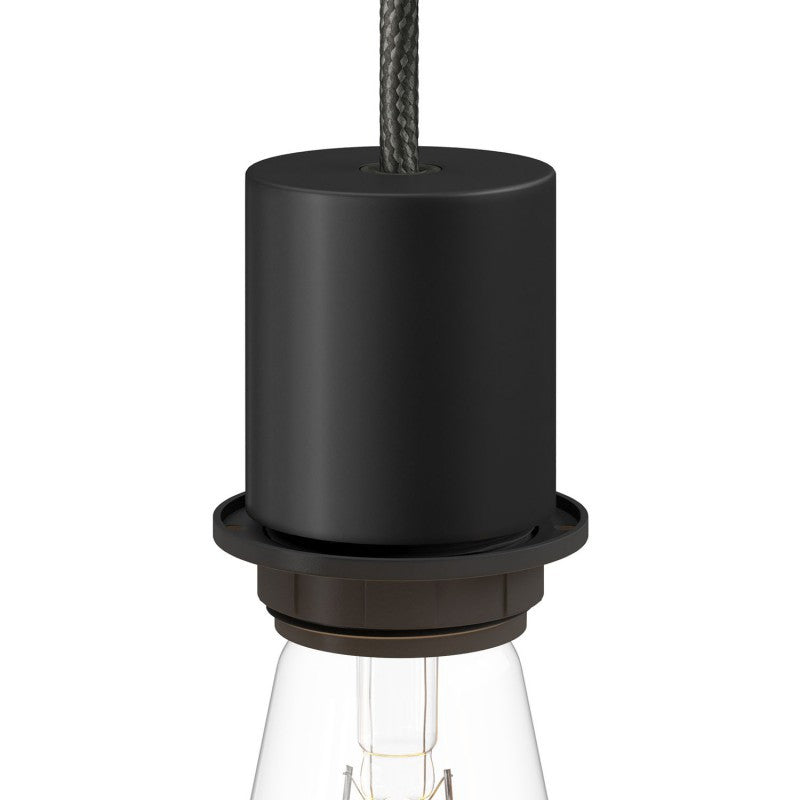 Kit de suporte para lâmpada E27 semi-roscado de metal com braçadeira de cabo oculta