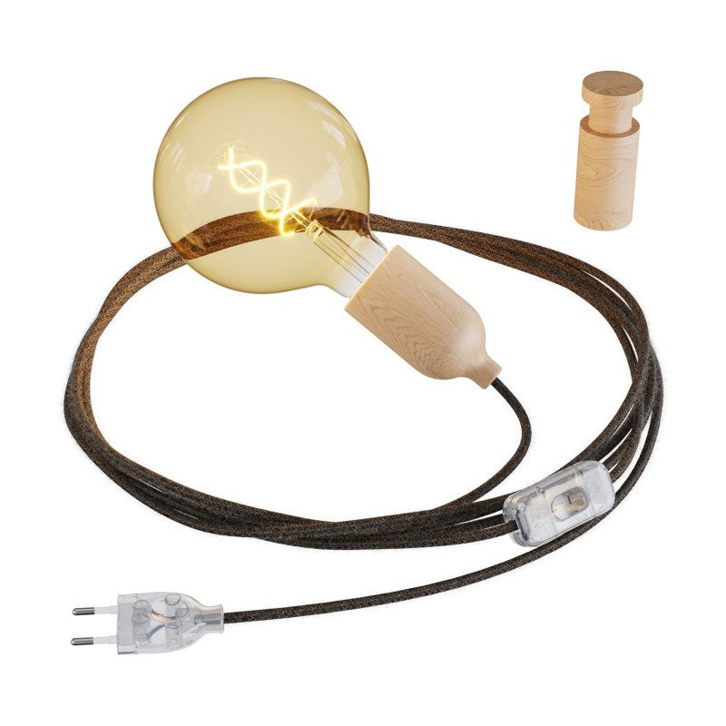 Snake fiação com suporte de lâmpada de madeira plugue e interruptor completo com clipe de cabo de madeira Rolé