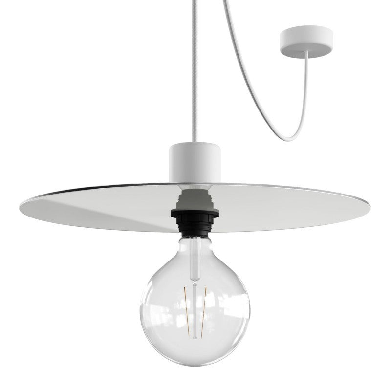 Suspensão EIVA ELEGANT com cabo em tecido de 5 m, abajur Ellepì, rosácea de teto e casquilho em silicone impermeável IP65