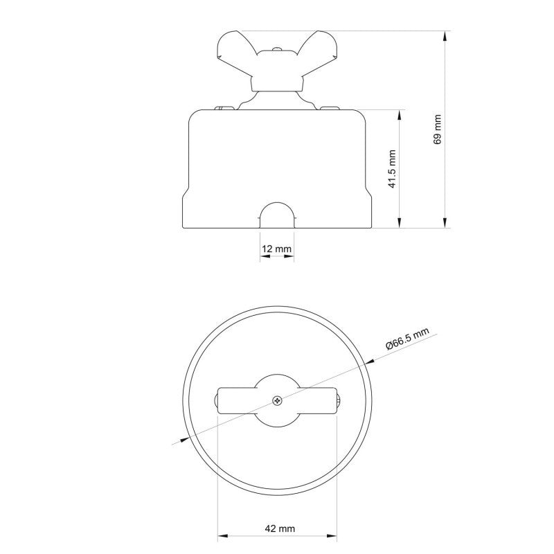Switch/Diverter in white porcelain with butterfly nut
