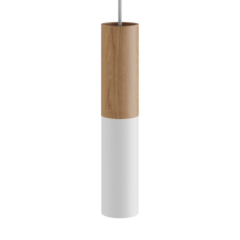 Tub-E14 tubo de madeira e metal para holofotes com suporte para lâmpada de anel duplo E14